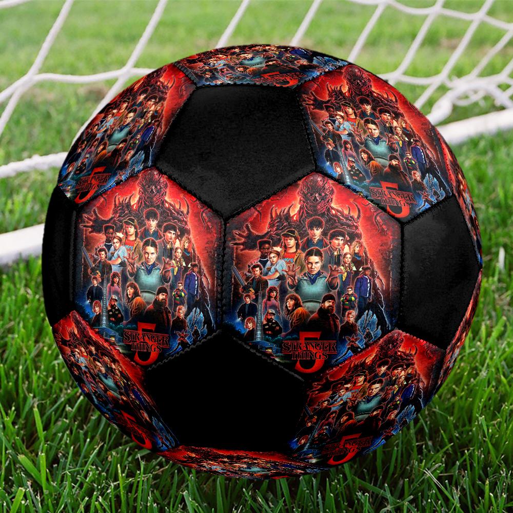 stranger things Indoor Soccer Ball Colorful Machine Stitched PVC Size 5 Team Training Competition Ready Durable High-Bounce Cool Sports Gift