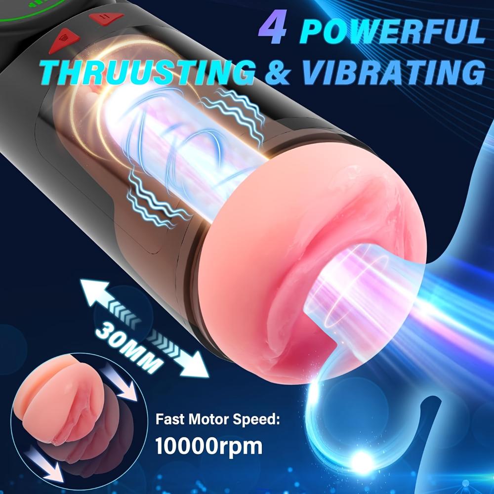 Sex Toys Automatic Male Masturbator - Adult Toys Penis Pump 4 Sucking, Vibration and Thrust Modes Pocket Pussy Vagina Male Stroker