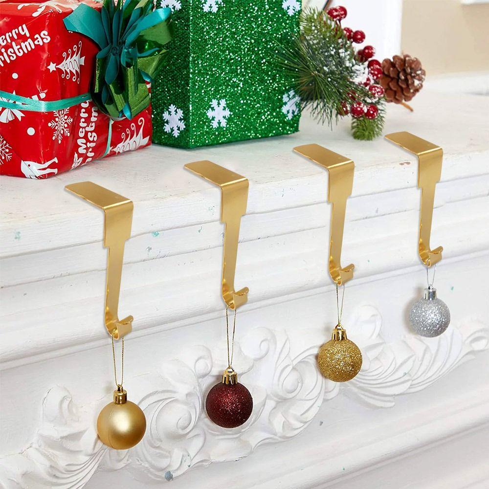 Xmas Fireplace Stocking Hanger Sock Hook Christmas Jewelry Clasp Fireplace Hook Base Metal Clips Hanging Hooks Stocking Holder