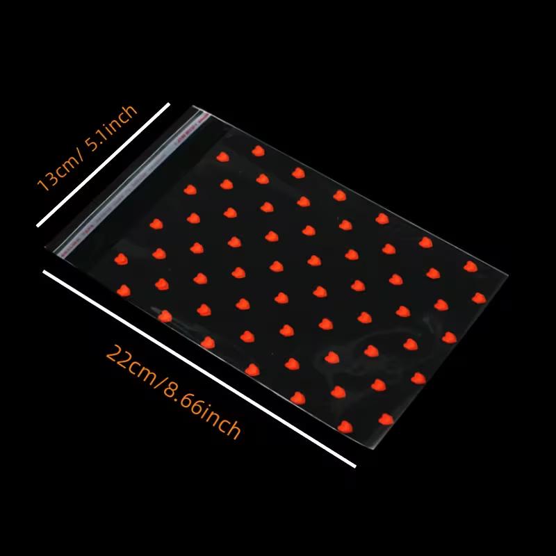 WTEMPO Valentinstag Hochzeit Geschenkbeutel Herzförmiges Muster Aufgedruckt Klare Selbstversiegelnde Beutel Tragbare Wiederverwendbare Plastiktüten Universelle Verpackungsbeutel