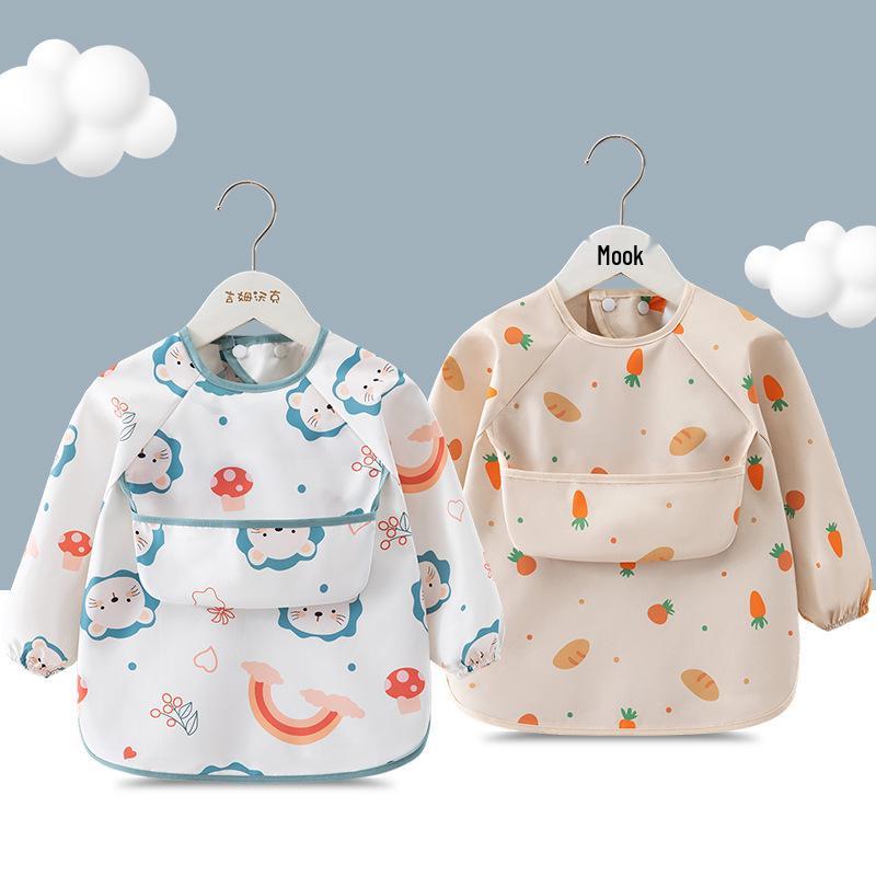 Waterproof Long-Sleeve Baby Bib for Infants & Toddlers - Anti-Stain and Dirt-Resistant Kindergarten Apron