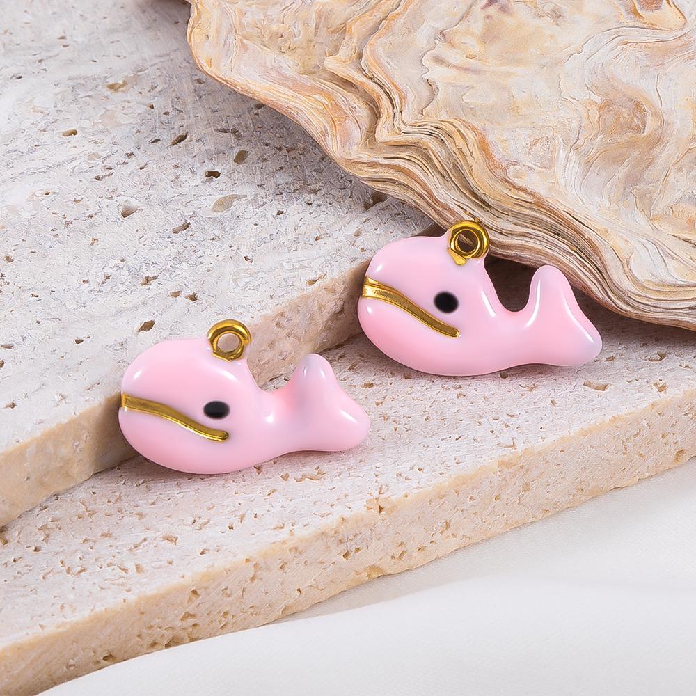 2pcs Stainless Steel Ocean Animals Pendant Whales Seahorses Conch Shells Marine Bracelets Earrings Charm for Jewelry Making Gift
