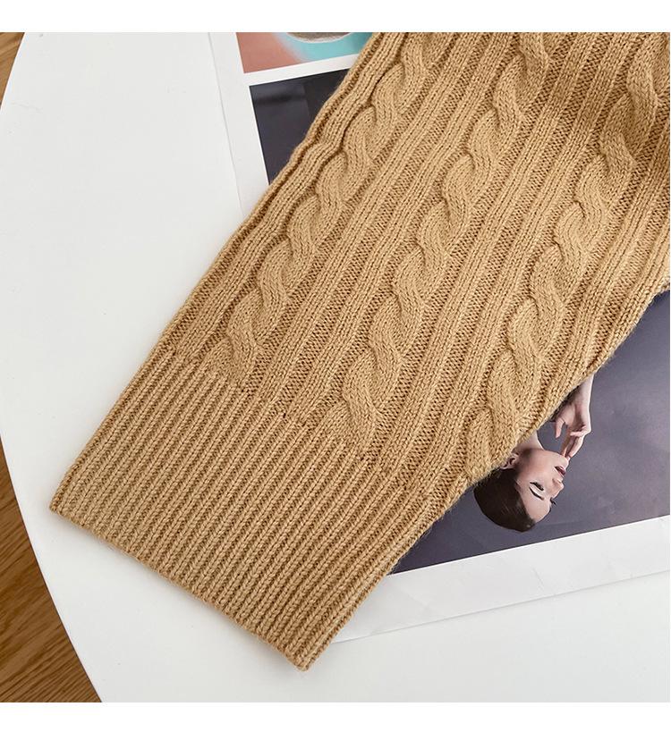 SD Camel Cable Knit Polo Neck Sweater: Women's Retro Cashmere Blend Loose Pullover