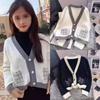 Autumn and Winter Long Sleeve Casual Cardigan Sweater Women Jacket Fashion V Neck Elegant Knitted Cardigans Women Slim Fit Vintage Lady Knitwear 24793