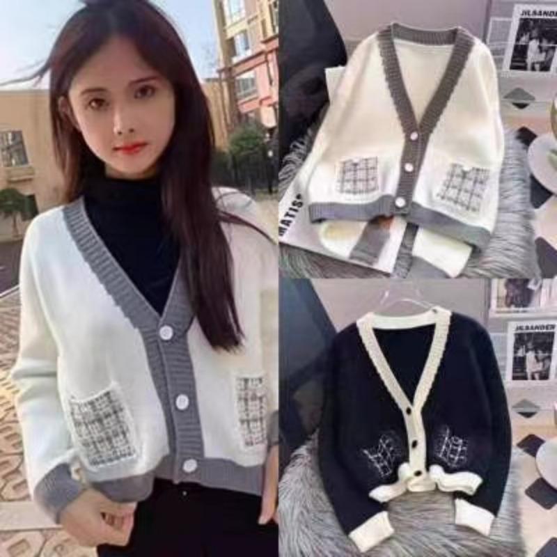 Herbst und Winter Langarm Lässiger Cardigan Pullover Damen Jacke Mode V-Ausschnitt Elegant Gestrickte Cardigans Damen Slim Fit Vintage Damen Strickwaren 24793