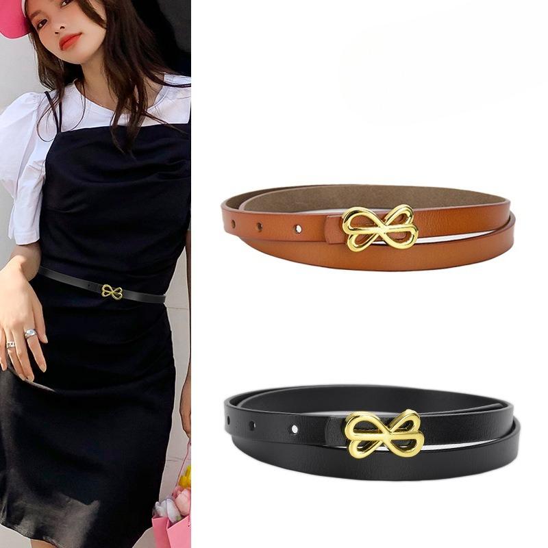 A Slim Waist Strap, Genuine Leather Belt for Women, A Dress with A Cinched Waist, Versatile Jeans with A Trendy Bow Tie