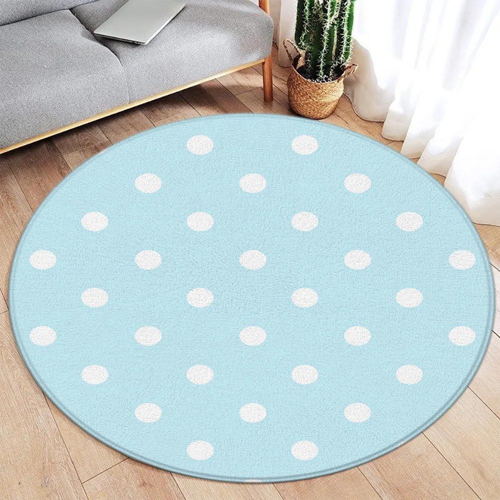 White Dot Black Round Carpet Modern Geometric Minimalist Rug Home Living Room Bedroom Decorative Flannel Mats Floor Rugs
