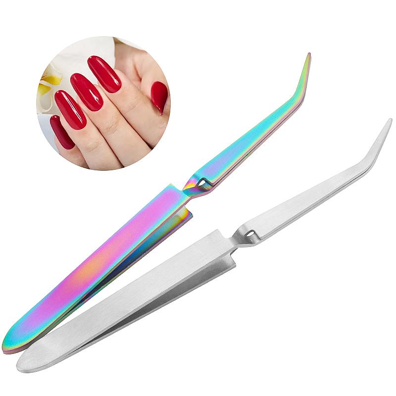 Multifunction Stainless Steel Nail Art Shaping Tweezers Cross Nail Clip Manicure Tools Curve Sculpture Clip Nail Art Equipment