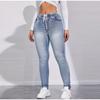 High Stretch Drawstring Denim Inspired Leggings for Women High Waist Slim Fit Lifted Buttocks Solid Color Tight Pants 2025 Spring