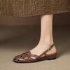 Fashion Retro Woven Hollow Flat Sandals 2025 New Round Toe Back Strap Buckle Designer Shoes Comfort Beach Casual Shoes Ladies Sandalias