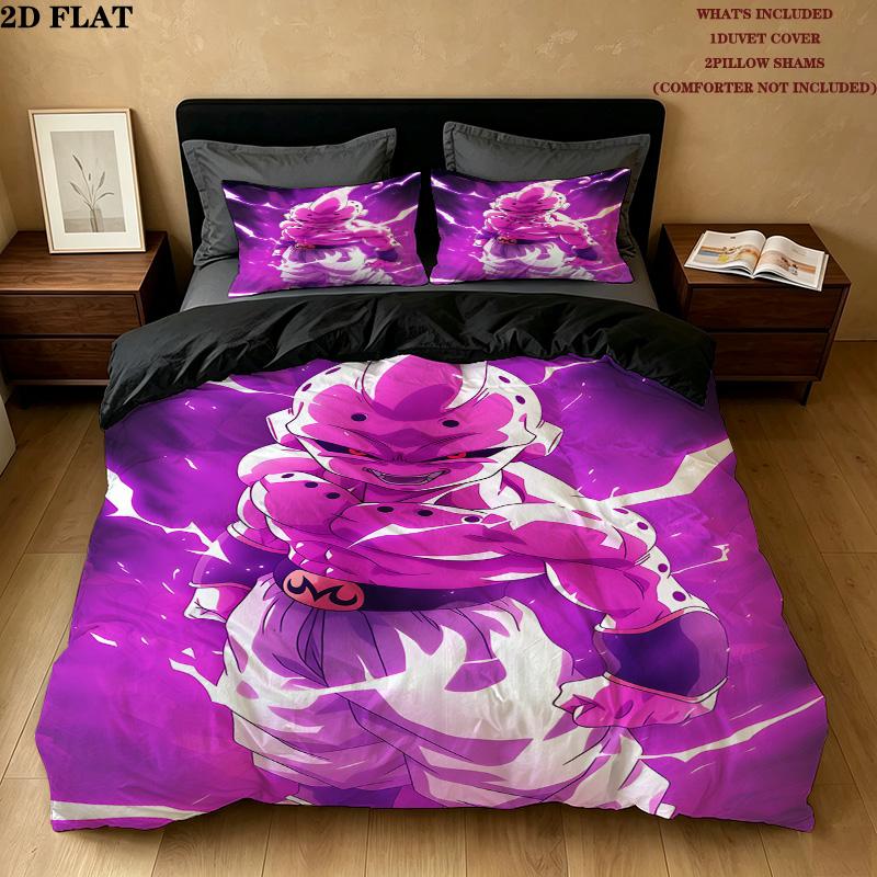Majin Buu Pattern Bedding Quilt Set Quilt Cover Pillowcase Home Birthday Gift(1 * duvet cover + 2 * pillowcase, without core)