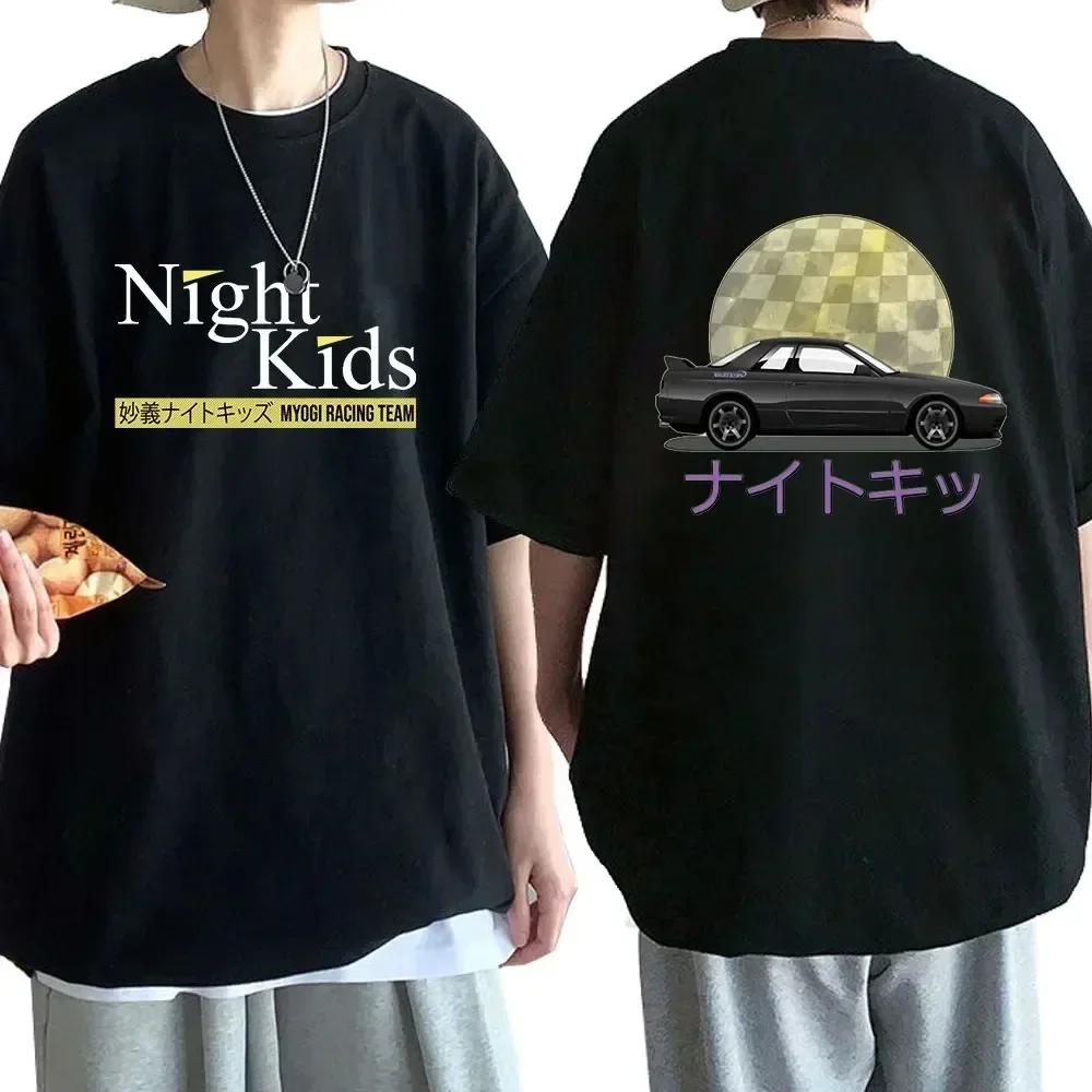 Anime Drift AE86 Initial D Double Sided T Shirt O-Neck Short Sleeves Summer Casual Unisex R34 Skyline GTR JDM Manga T-Shirts