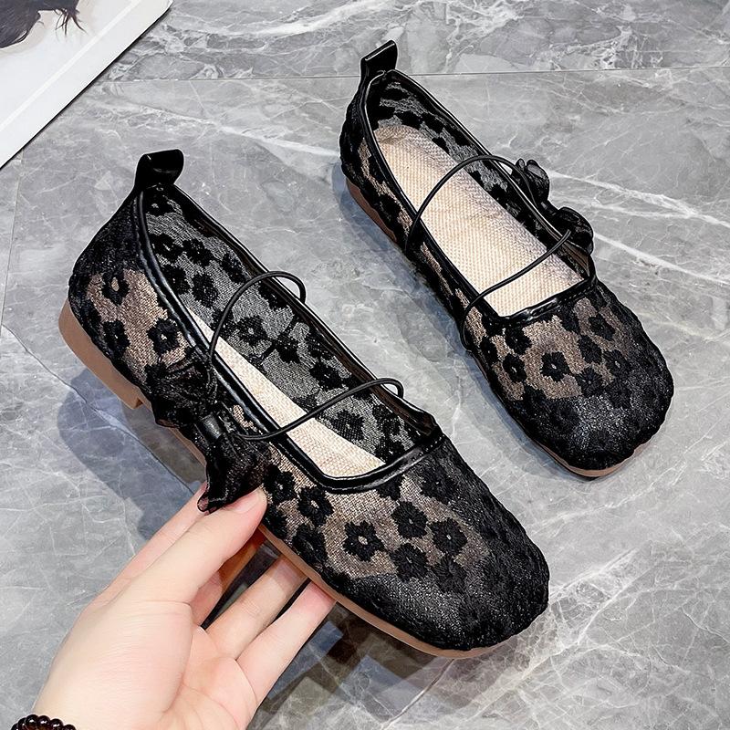 Mary Jane Sandals Summer Breathable Mesh Women's Shoes Flat-bottomed Fisherman Shoes with Skirt Baotou Shoes