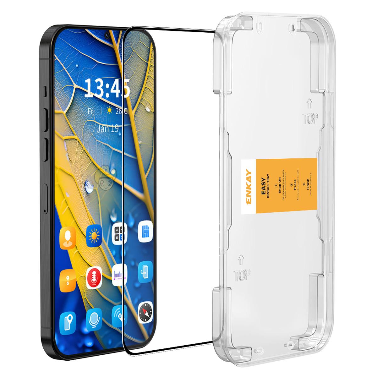 

ENKAY HAT PRINCE For Samsung Galaxy S24 FE Screen Protector Easy Installation Silk Printing High Aluminium-Silicon Glass Film Type A
