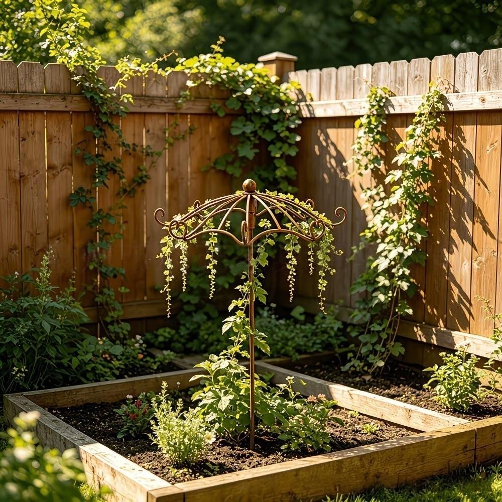 Hollow Out Plant Climbing Frame Umbrella Shape Trellis Flower Rack Courtyard Decor