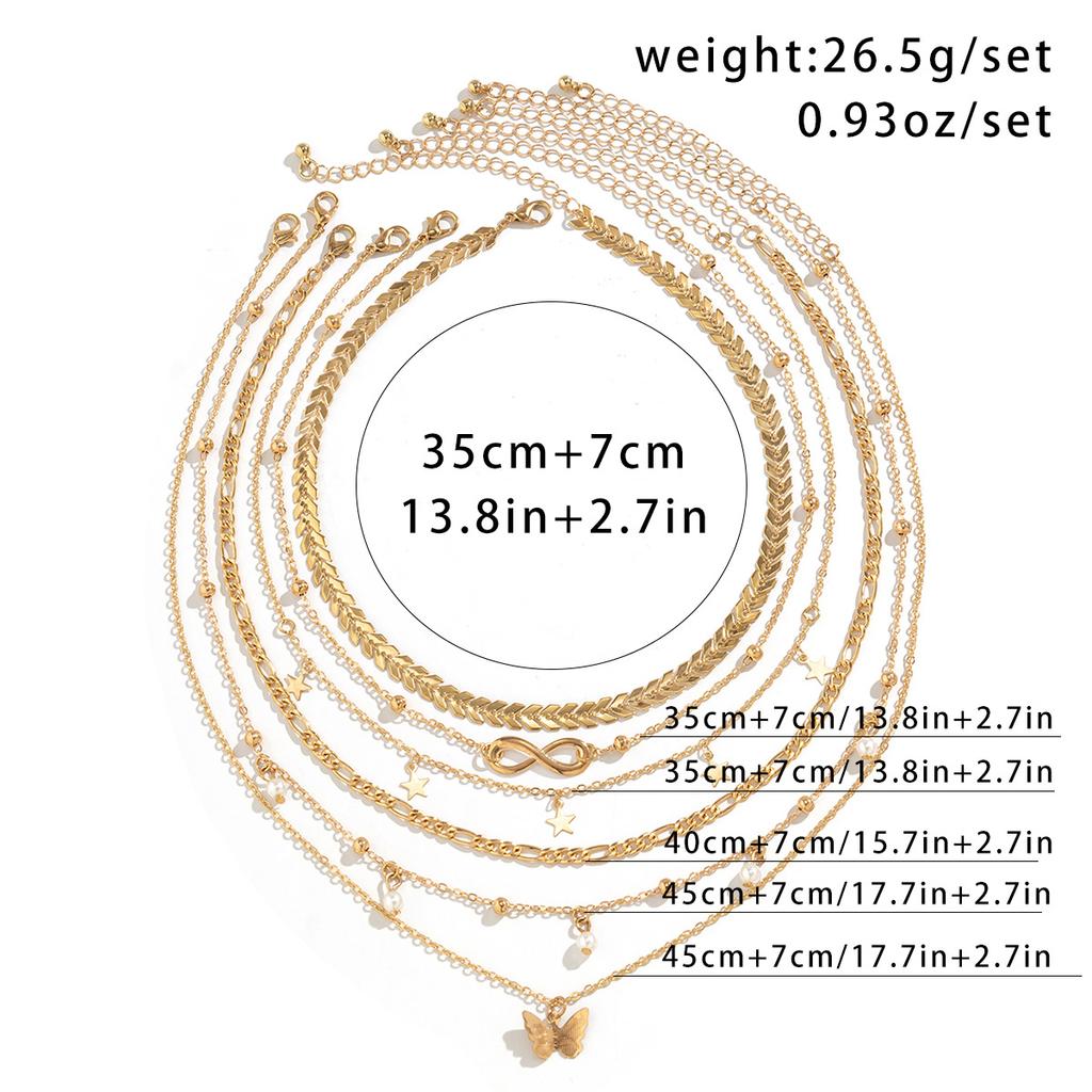 Fashion Small Butterfly Pendant Stacked Necklace Set, Niche Metal Chain Love Item Decoration