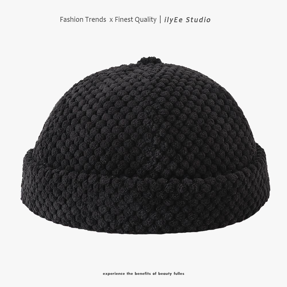 

New Autumn Winte Solid Color Skull Beanie Cap Hip Hop Thick Warm Docker Sailor Bike Brimless Hats for Women Men Pumpkin Hat Adjustable