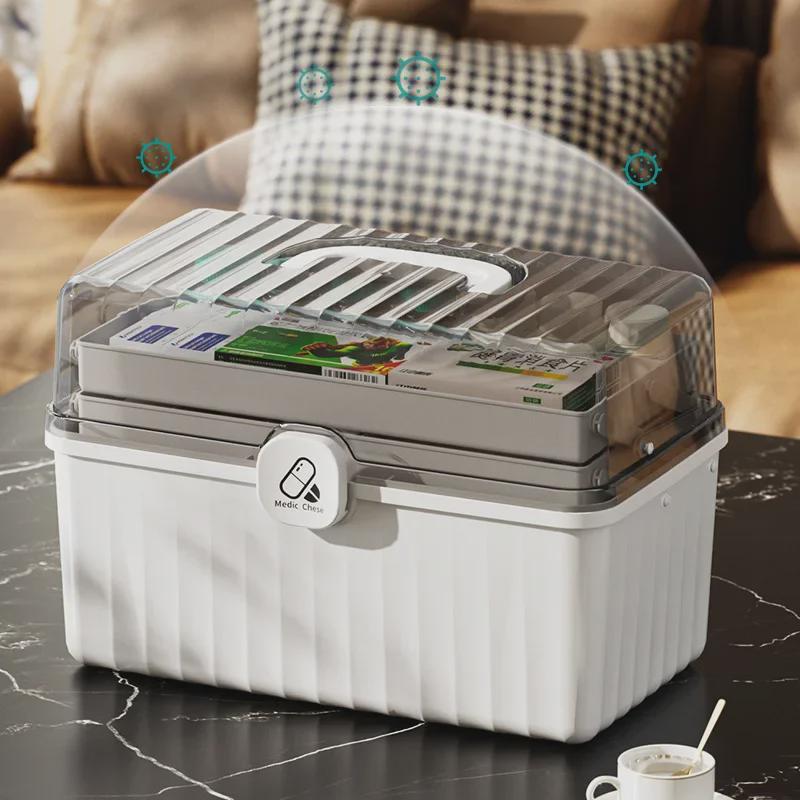 Large Capacity Portable First Aid Kit & Medical Storage Box for Home and Outdoor Use