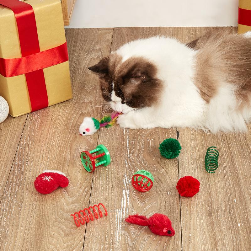 5/8/9pcs Christmas Pet Mouse Toy Supplies Catnip Mouse Catgrass Cat Pick-me-up Toy Cat Toy Cats Cat Toys Interactive Pet Toys