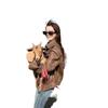 Women's Brown PU Leather Retro Motorcycle Jacket for Spring & Autumn