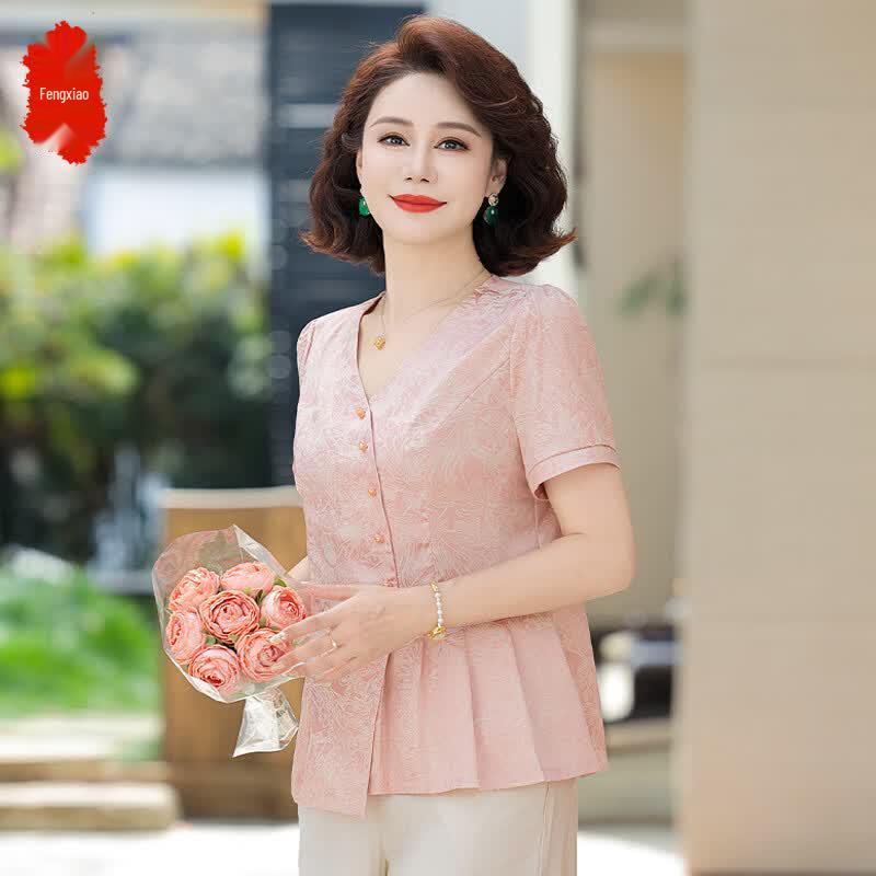 

Women s Floral Seven-Sleeve Lapel Summer Shirt 2XL