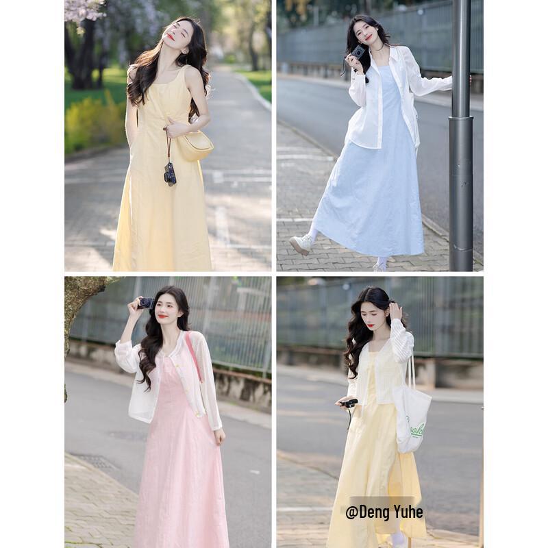 INMAN French Style Square Neck Spaghetti Strap Long Dress