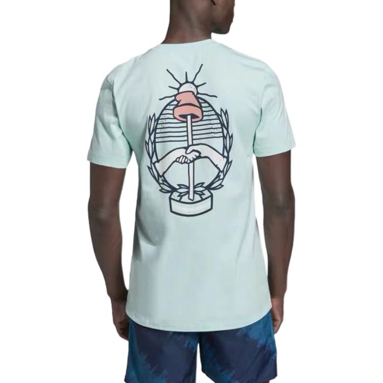 Adidas Argentina AFA SSP TEEGRA Potištěné Ležérní Sportovní Tričko s Krátkým Rukávem Pánské Topy Ledově Mátově Zelená DP2910