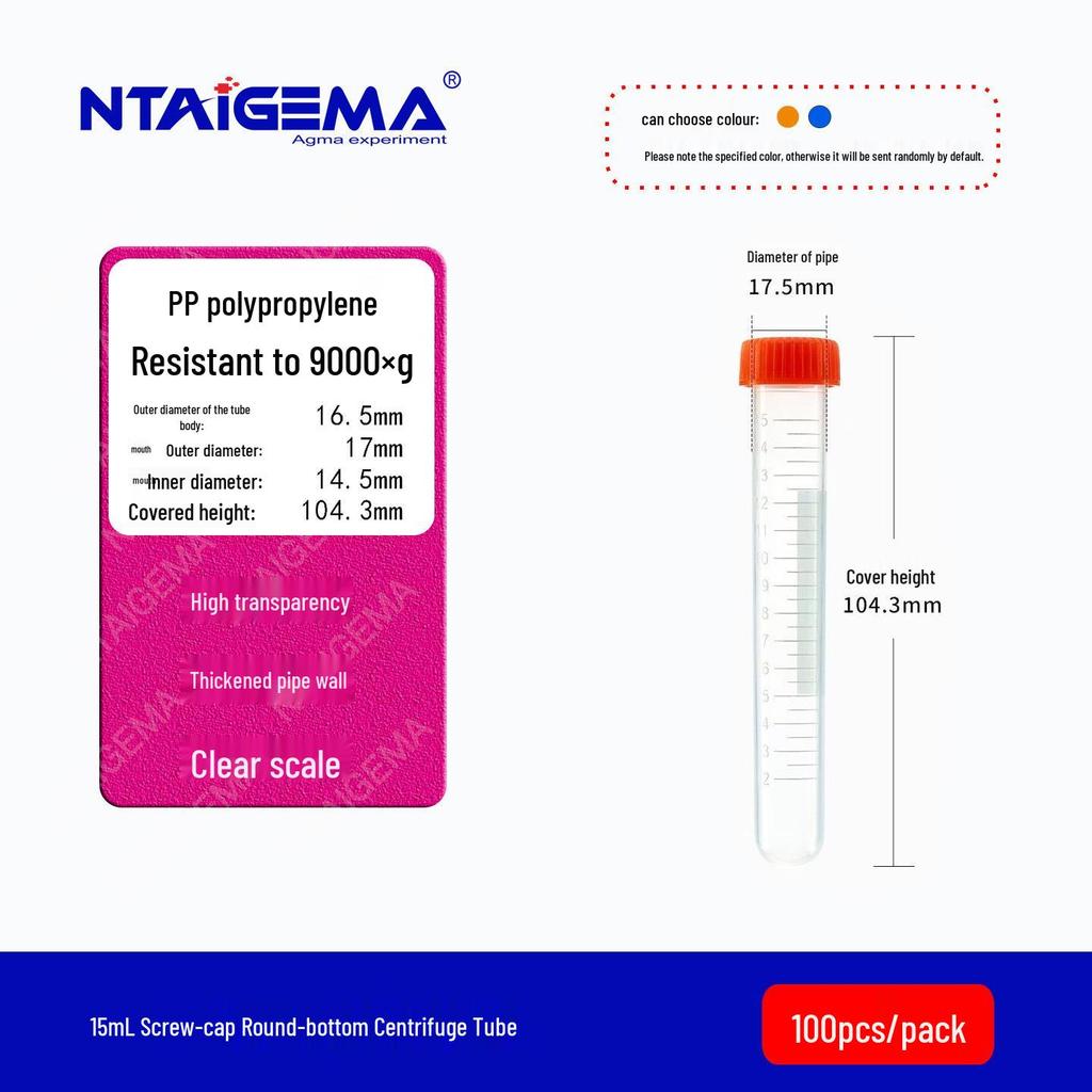 Disposable Plastic Centrifuge Tubes with Graduation Marks: 0.2/1.5/10/15/20/50/100ml