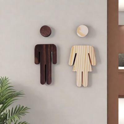 Dřevěná toaletní cedule Samolepicí WC dveřní štítek Muži a ženy