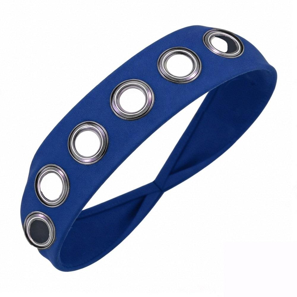 Solid Color Hollow Metal Headband Grommet Yoga Elastic Hair Band Women