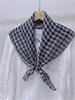Literary And Elegant Yarn-Dyed Linen Plaid 70Cm Small Square Scarf, Neck Protection Japanese Simple And Versatile Small Scarf