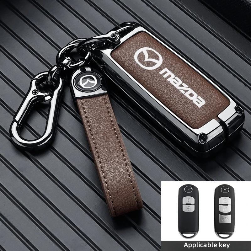 Leather Car Smart Key Case Cover Shell For Mazda 3 5 6 SKYACTIV Axela Atenza CX30 CX5 CX8 CX9 MX5 RX8 RX7 BT50 Keychain Protecto