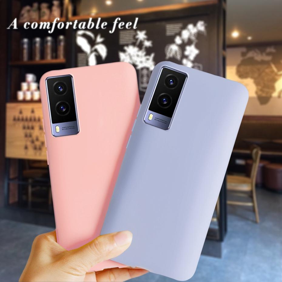 Coque en Silicone Liquide Pour Vivo V21e 5G Coque Vivo V21 V 21 21e 4G Couleur Bonbon Housse Arrière Souple Pour Vivo V20 SE V 20 20SE Pare-chocs