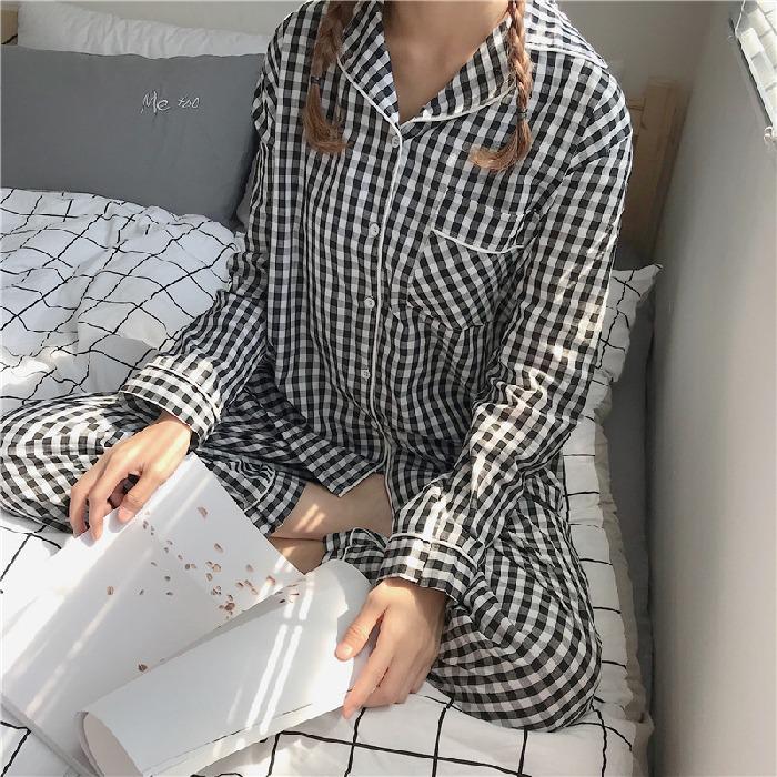 Korean Style Women's Long Sleeve Cardigan and Pajama Set for Spring, Autumn, and Winter Home Wear