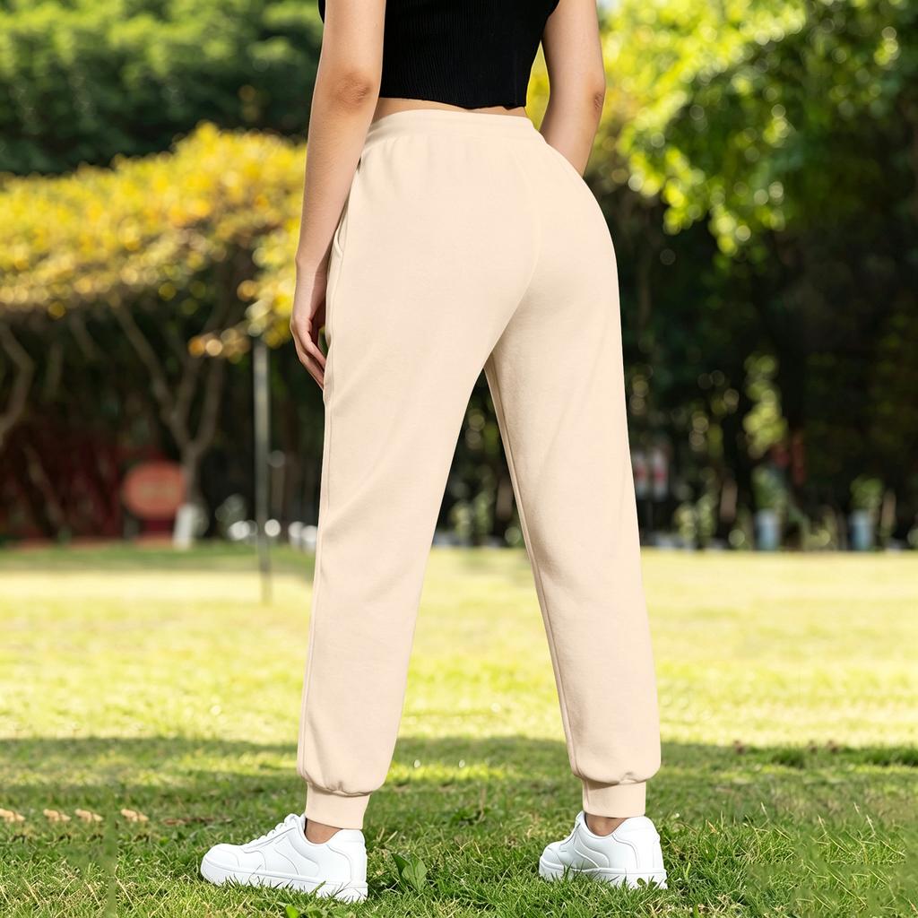 Women's Lined Wide Leg Joggers with Pockets - Loose Fit Straight Leg Sweatpants for Casual Wear