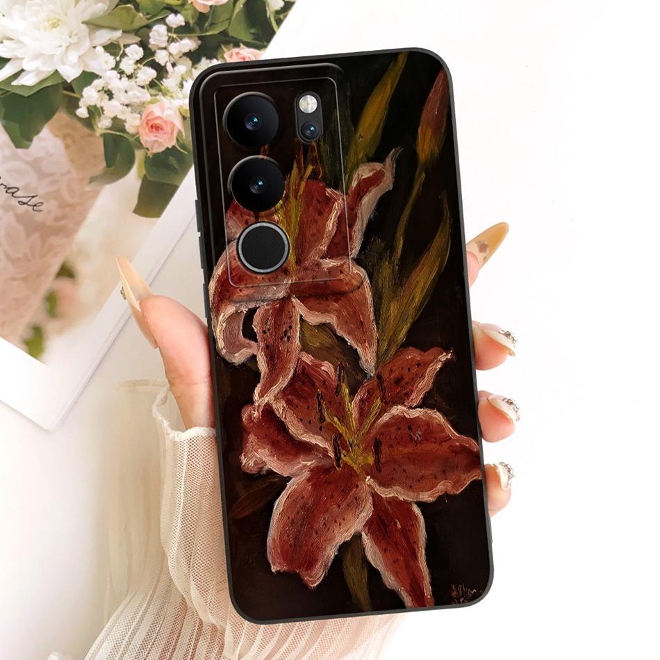 For Vivo V29 V29Pro Cute Cat Flower Cartoon Phone Case For Vivo V 29 V29 Pro V2250 V2251 Shockproof Soft Silicone Covers Bumpers