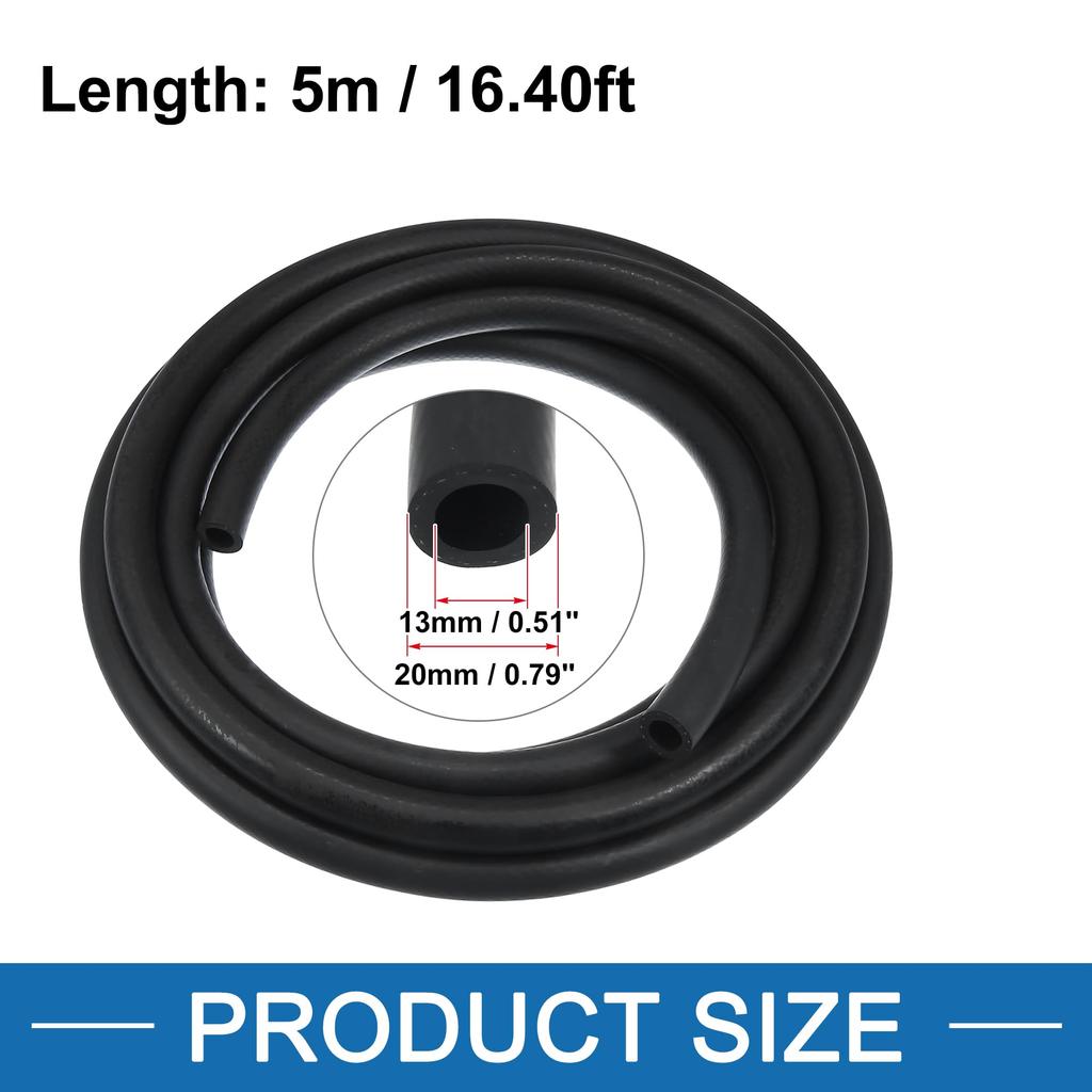 ABSOPRO Auto Straight Heater Hose, 5m (16.40ft) Long, 13mm (0.51") Inner Diameter, Multipurpose Hose, Rubber Pipe, Black