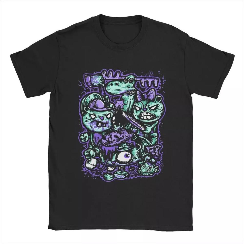 Happy Tree Friends Families T-Shirt for Men Cartoon Leisure Cotton Tees Unisex T-Shirt XL