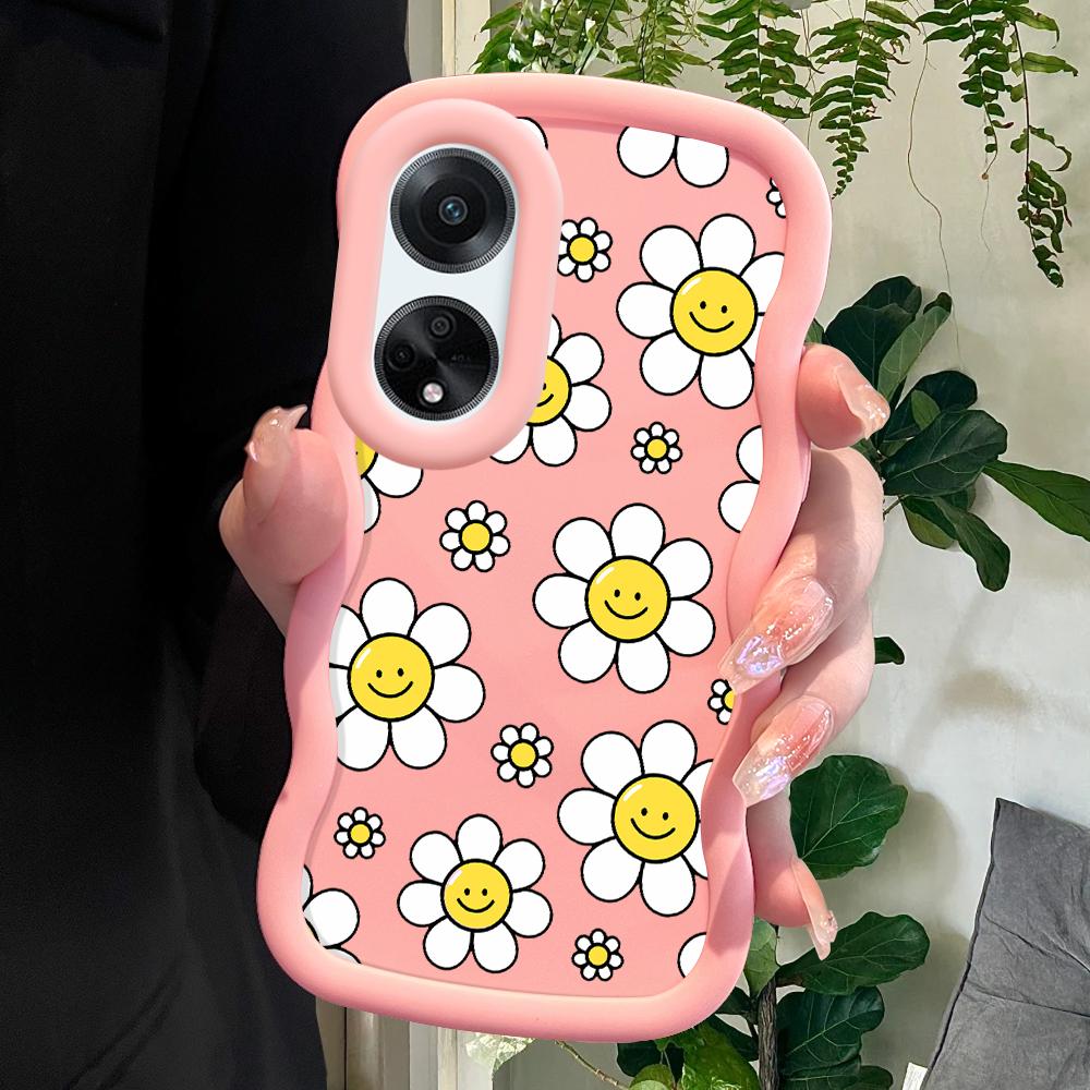 

Окрашенный узор Big Wave Edge Мягкий силиконовый материал Macaron чехол для телефона противоударный защитный резиновый чехол для OPPO Reno Realme OPPO A52 розовый