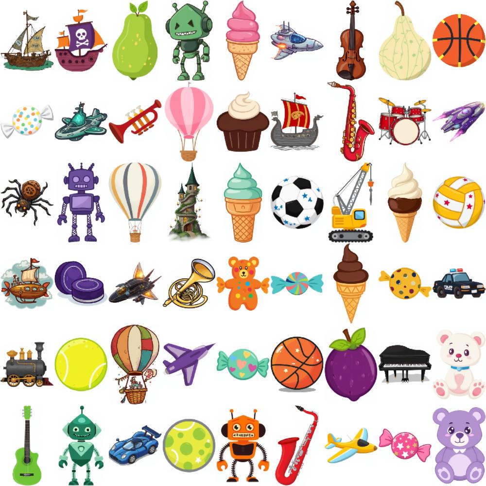 54pcs Temporary Tattoo Temporary Tattoo Stickers Spacecraft Violin Hot Air Balloon For Arms Boys Children