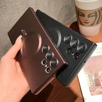 Luxury Matte Magnetic Case For Samsung Galaxy S24 S22 S21 S23 Ultra Plus Fe For Magsafe Wireless Charging Soft Cover Accessories