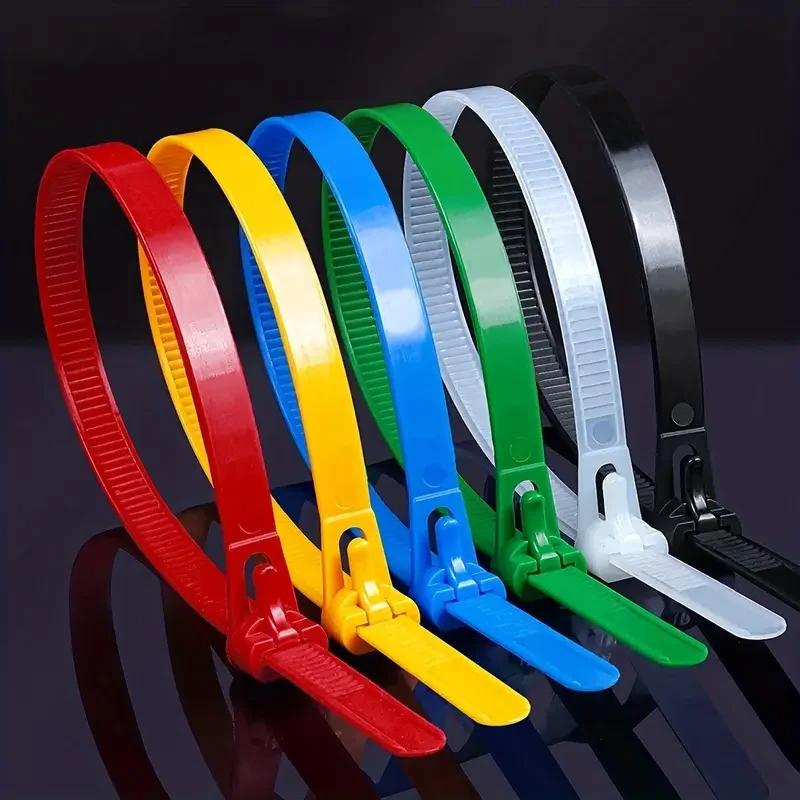 

100Pcs Reusable Nylon Cable Ties, Removable Lock Loop, Recyclable, Mixed Colours, Black & White 4x150mm