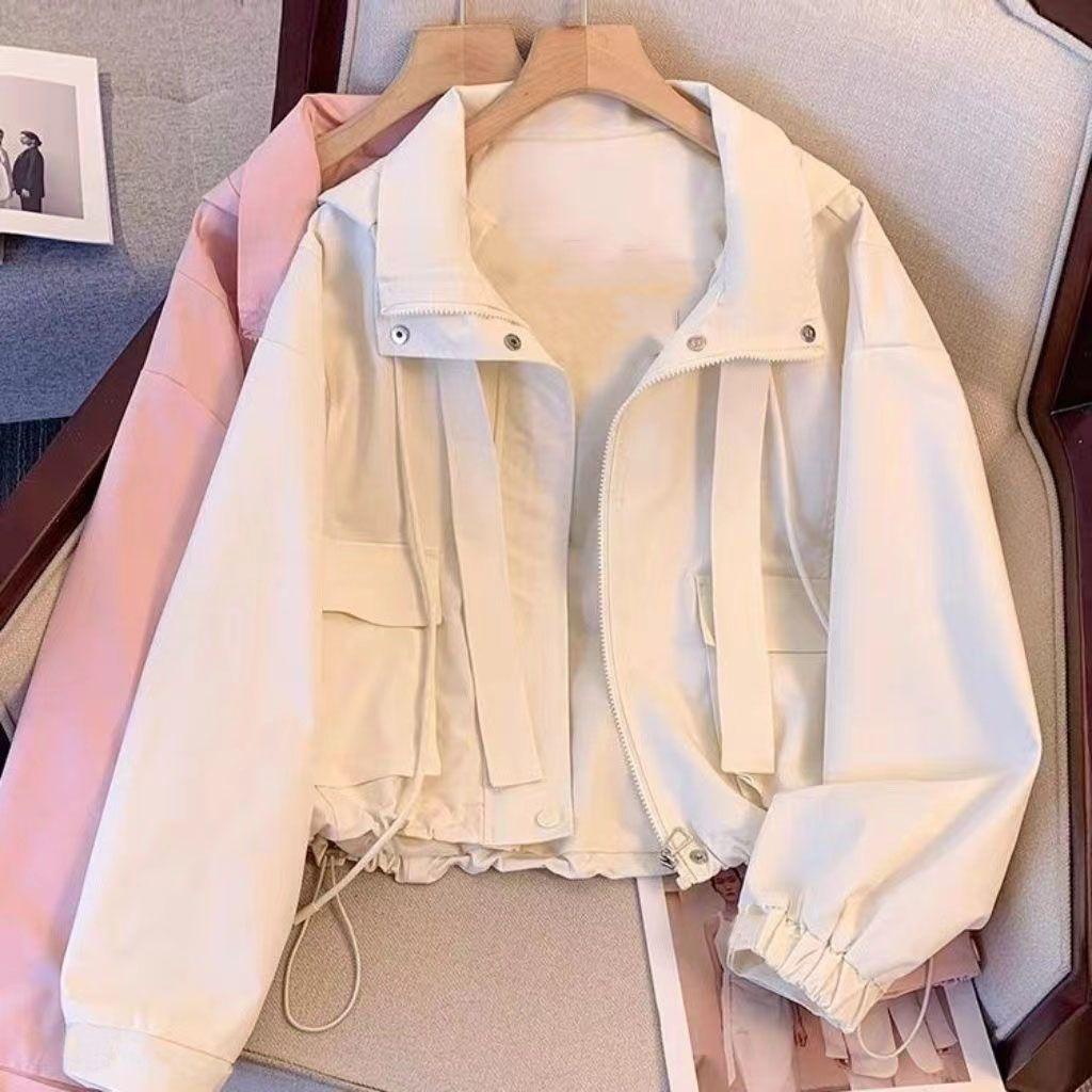 Petite Hooded Windbreaker: Casual Loose-Fit Jacket for Spring/Autumn Women