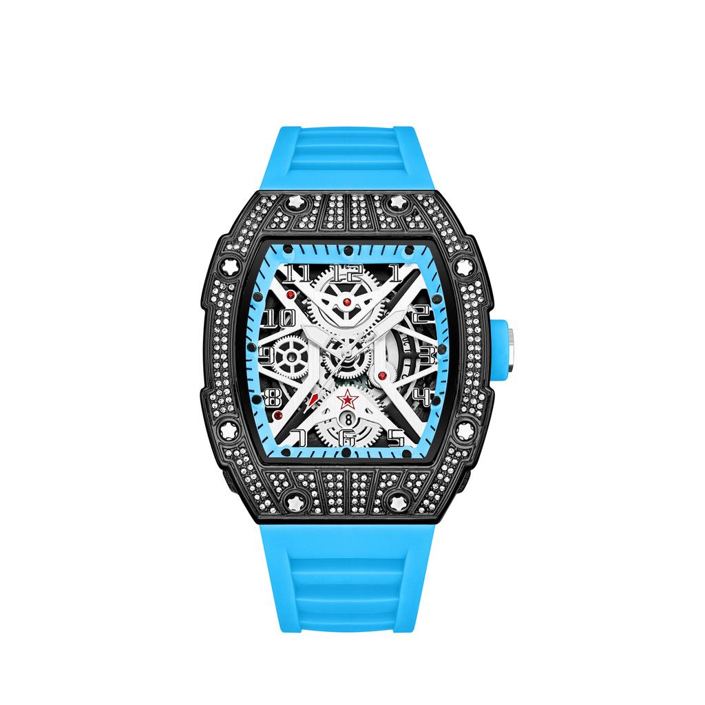 Series Hollow Wine Barrel Light Luxury Full Diamond High-End Casual Versatile Trend Luminous Men'S Watch