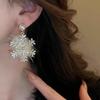 1Pair New Trend Element Earrings Temperament Senior Zircon Pearl Snowflake Earrings Princess Wind Stud Earrings Xmas