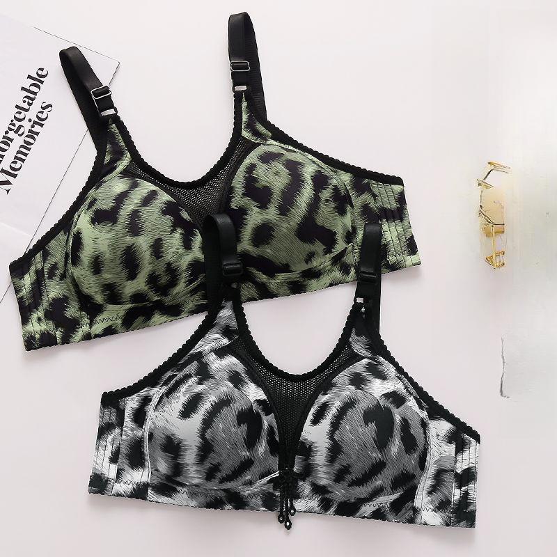 Sexy BH für Frauen Anti-Hänge Leopardendruck Anti-Blendung Übergröße Gesammelter BH Anti-Hänge Ohne Bügel Dünner BH