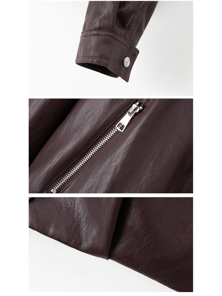 Genuine Lambskin Casual Leather Jacket 2025: Versatile Loose Stand Collar Outerwear for Petite Sizes