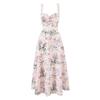 French Sweet Flower Print Suspender Dress Summer New Temperament Waist Thin A Word Medium and Long Dress