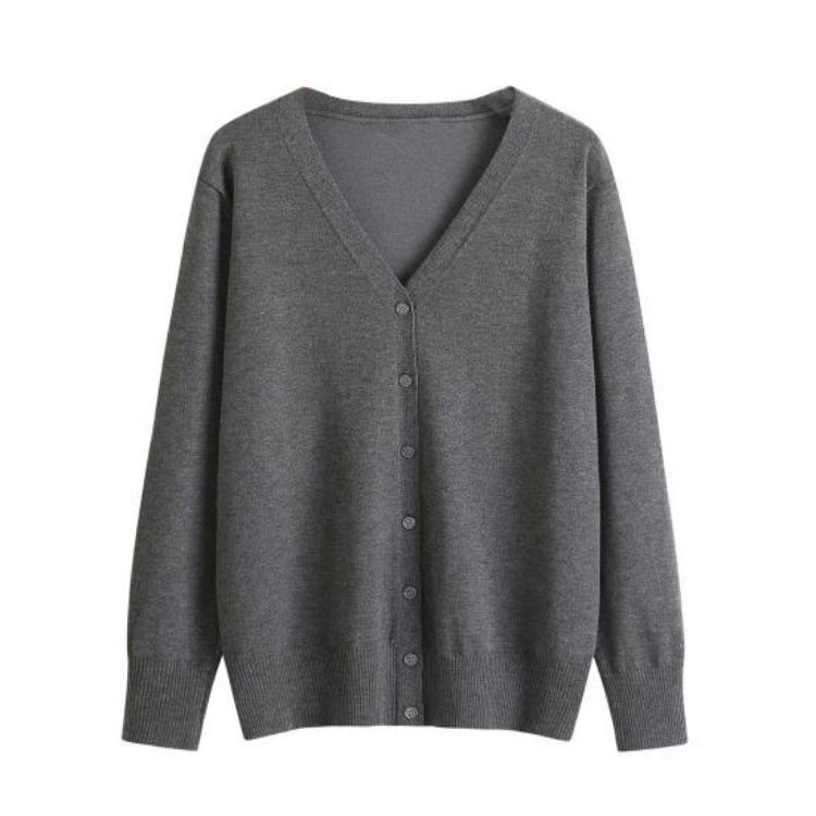 Autumn Casual Womens Cardigan Soft V Neck Long Sleeve Single Button Solid Color Sweater Coat