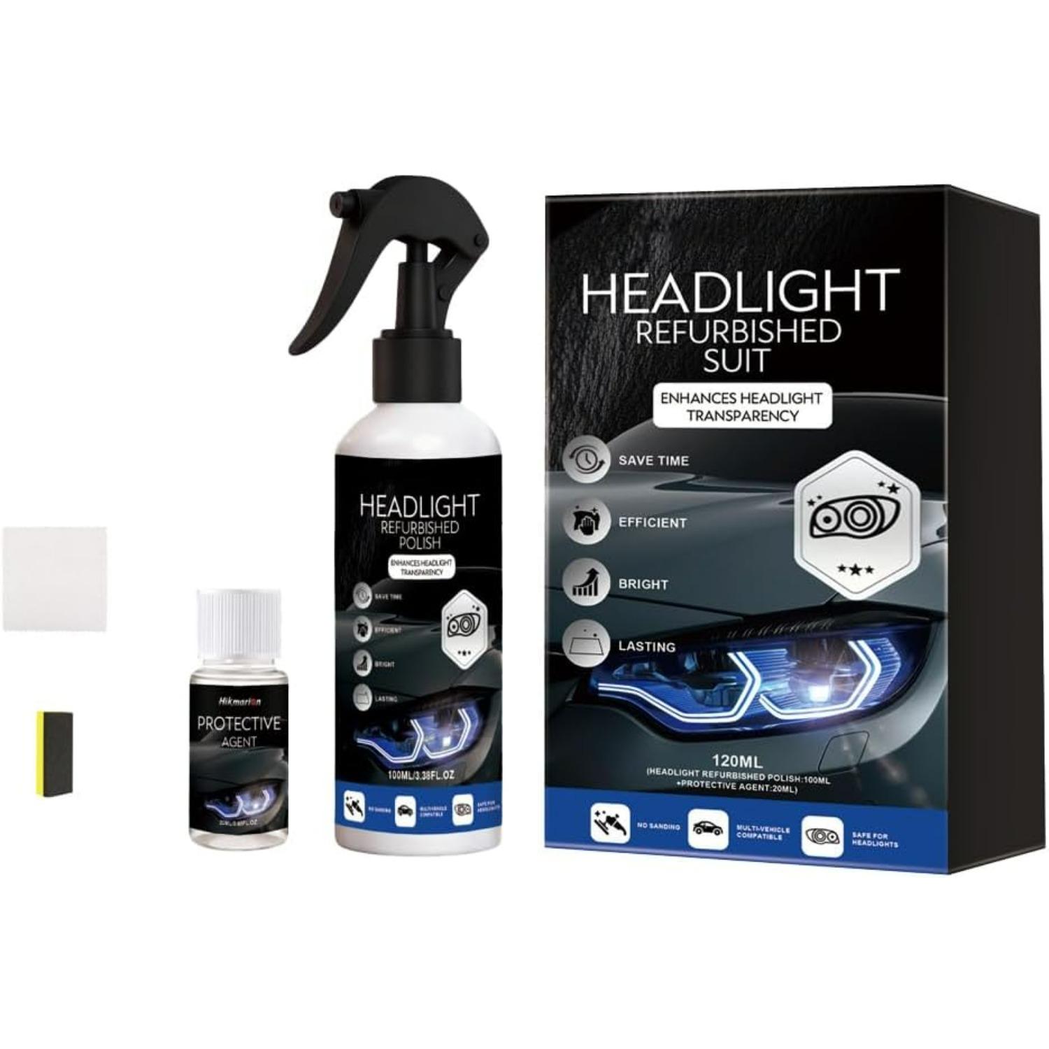 Automotive Headlight Restoration Kit,Fast & Easy Car Headlight Restoration Polishing Cleaner Kits,Multifunctional Car Headlight Polishing for All L